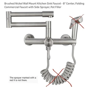 Gebürstetes Nickel Wandmontage Küche Spültischarmatur - 8" Mitte, klappbar kommerziell  - Bild 1 von 10