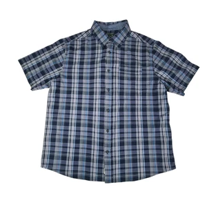Camisa Woolrich Para Hombres XL Algodón Azul Cuadros Manga Corta Exterior Aventura Botón - Imagen 1 de 9