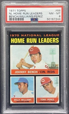 1971 Topps National League Home Run Leaders Bench/Williams/Perez #66 PSA 8 - Imagem 1 de 2