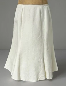 Kasper A-Line Midi Skirt Size 12 Petite Ivory Beige Linen Blend Lined - Picture 1 of 6
