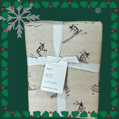 NWT  Pottery Barn Ski Run Sheet Set  Queen Size  Lodge Cabin New with Tag - Image 1 of 4