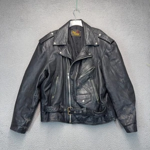 Echt Leder Motorrad Jacke Herren Gr. 44 Reg schwarz gefüttert Biker schwer Vintage - Bild 1 von 15