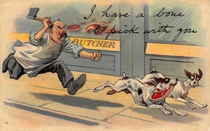 POSTAL CÓMIC ESCRIBIR LEJOS TENGO UN HUESO PARA ELEGIR CONTIGO - Imagen 1 de 2