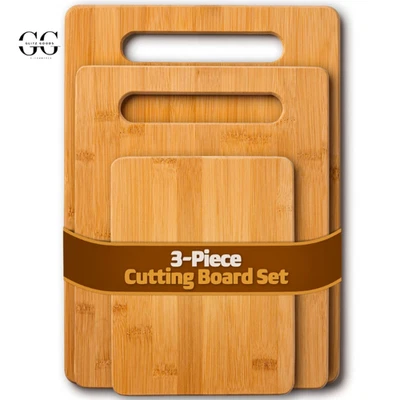 Juego de 3 tablas de cortar de bambú totalmente de bambú - picar queso y servir Foto 1 de 4