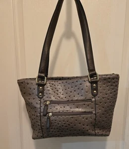 Borsa a tracolla Giani Bernini in finto struzzo goffrato marrone 6 tasche zip usata in ottime condizioni - Foto 1 di 13