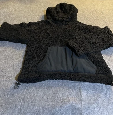 Zella Mujer XS Negro Sherpa Polar Pullover Sudadera con Capucha Canguro Bolsillo Acogedor Foto 1 de 4