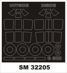 FIAT G.50 CANOPY & WHEELS PAINTING MASK TO SPECIAL HOBBY KIT#32205 1/32 MONTEX - Picture 1 of 1