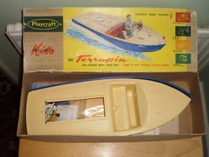 VERY RARE VINTAGE PLAYCRAFT 'THE TERRAPIN' MODEL BOAT KIT BOXED UNSTARTED - Picture 1 of 13