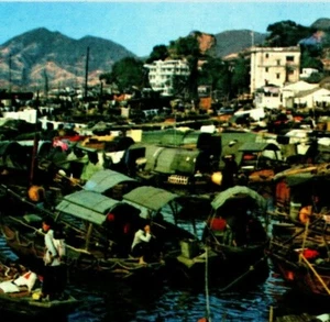 1960 Hong Kong Cartolina Shaukiwan Shau ki wan Traghetto Sampons in attesa Passeggero - Foto 1 di 3