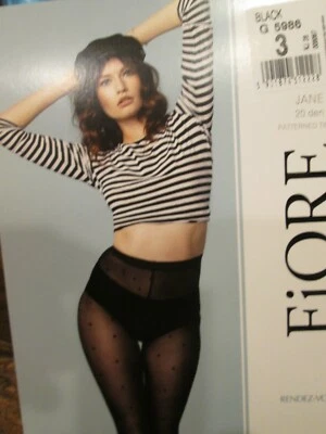 Meia-calça FIORE JANE PONTOS EM DELICADO VÉU LÍQUIDO 20 DENIER 3 TAMANHOS PRETA - Imagem 1 de 4