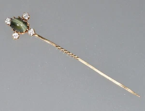 PIN PALO DIAMANTE OJO DE TIGRE ORO 14K DE COLECCIÓN C.1930 - Imagen 1 de 2