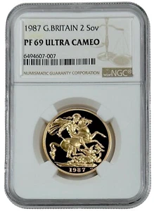 1987 Great Britain Gold Proof 2 Sovereign Pound Coin NGC PF 69 UC - Picture 1 of 2