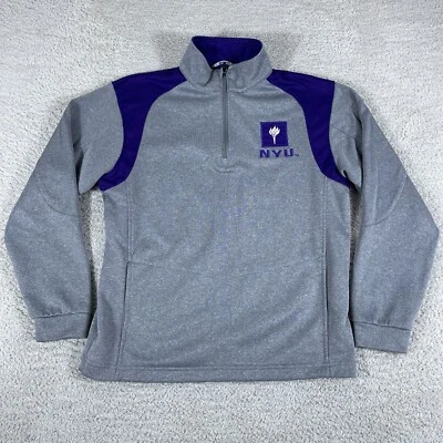 NYU 1/4 Zip Pullover Mens Medium Gray Purple Colosseum NYC Golf Performance Logo - Image 1 of 4