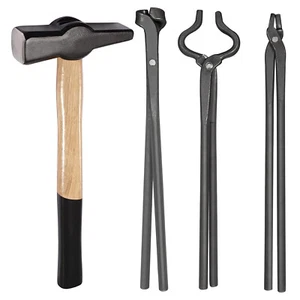 Juego de pinzas/pinzas planas para hacer forja y cuchillo de yunque de 2,2 lb para martillos de herrero - Imagen 1 de 11
