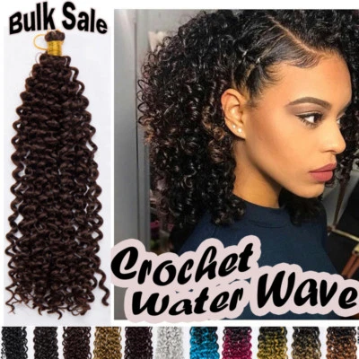Natural Kinky Curly Crochet Braids Long Deep Wave as Human Hair Extensions USA - Image 1 of 4