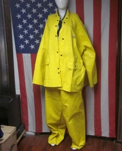 BATA two-piece overalls & jacket 2XL heavy-duty PVC yellow XXL beat-up Rain Suit - Picture 1 of 10