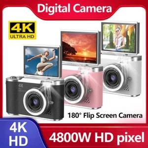 48MP Digital Camera FHD 1080P 2.4" 180° Flip Display Screen 8X Zoom Anti-Shake - Picture 1 of 32