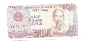 VIETNAM 1988 UNCIRCULATED 500 DONG BANKNOTE BILL CURRENCY SERIAL # LH7210573 - Picture 1 of 2