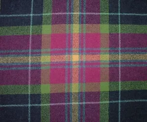 100%Shetland Wolle Fuchsia Blau Tartan Karo Polster Vorhang Kissen Stoff - Bild 1 von 22
