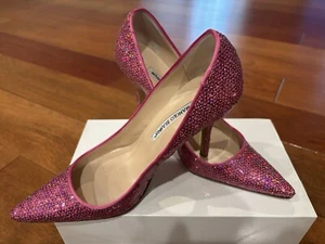 MANOLO BLAHNIK Ciuzzosa Fabric Fuxia Pumps -Size 8 1/2 - Picture 1 of 6