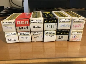Lot of 12 of vintage vacuum tubes; Sylvania, RCA, Realistic, see desc. for types - Picture 1 of 1