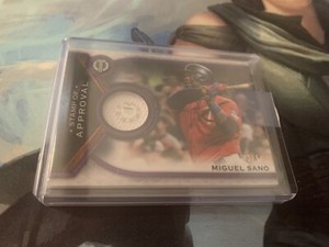 2021 Topps Tribute Miguel Sano Stamp of Approval Relic Purple #22/50 Twins