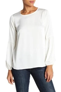 Bobeau 164064 Women's Bubble Sleeve Satin Peach Ivory Size Medium - Picture 1 of 2