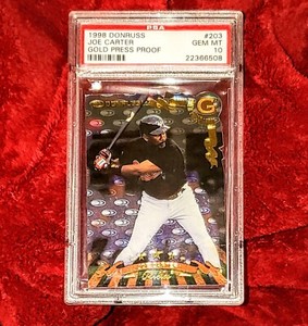 JOE CARTER 1998 DONRUSS  GOLD PRESS PROOF /500 DIE-CUT  SP#203  PSA 10 🔥POP 1