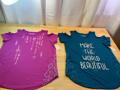 Nueva Camiseta de Hombro Frío Mudd para Niña con Lados de Crochet—¡Excelentes Colores!!* Foto 1 de 4