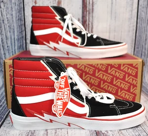 Vans Sk8-Hi Bolt Black Red Skate Authentic Casual Shoe Sneaker Men's Size 10 NEW - Picture 1 of 5