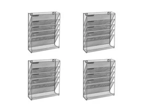 Osco Wiremesh 5 Tier Wall Mounted Magazine Rack - Silver,WMR5-SLV (4 Pack) - Picture 1 of 5