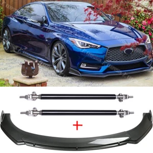 Alerón divisor labial delantero de fibra de carbono + kit de varillas de puntales para Infiniti Q60 - Imagen 1 de 14
