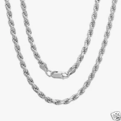 Italian Rhodium Plated Rope Chain Necklace Solid Sterling Silver 925 Length 30" - Изображение 1 из 4