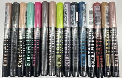 15PC Maybelline Color Tattoo 24HR Eye Stix Set ~ NO COLOR REPEATS ~ FAST SHIP - Image 1 of 2