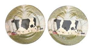 2 platos de ensalada de vaca Warren Kimble Animal Farmhouse Collection de Sakura 8,25 pulgadas - Imagen 1 de 3