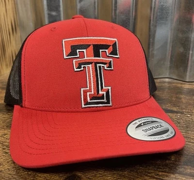 Gorra Texas Tech roja/negra personalizada Trucker Hat Foto 1 de 4