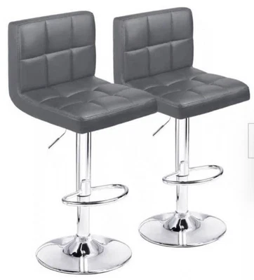LACOO 33 in-44 in. DARK GRAY Low Back Metal Adjustable Bar Stool, Swivel -2 Pack - Image 1 of 4