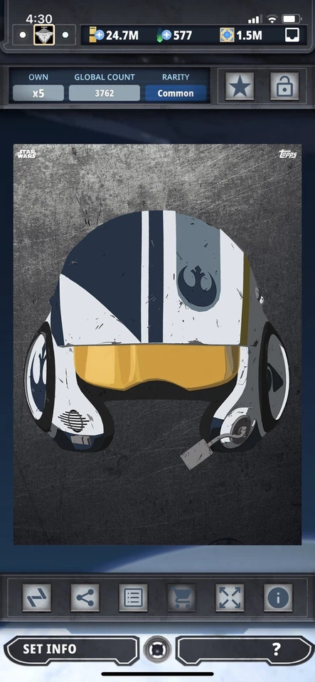 Topps Star Wars Digital Card Trader Steel Resistance Helmets Poe Insert Award - Image 1 of 1