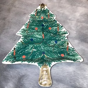 Italien handbemalte Weihnachtsbaum-Süßigkeitenschale, 8 Zoll Gr. 4"" W. - Bild 1 von 3