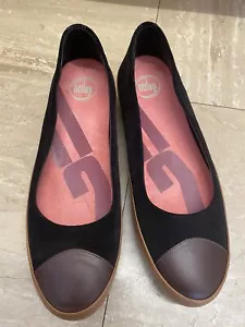 Fitflop UK 8 Due Ballerina Black/brown Suede/leather Pumps Ballet Flats - Picture 1 of 15