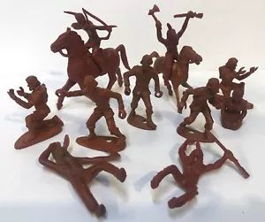 Tim Mee Toys Vintage Figure Cowboy Indiano Donna Inginocchiata Anni '60 Marrone Plastica - Foto 1 di 7