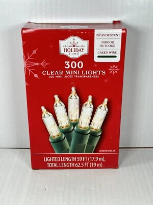 Holiday Time - Incandescent Mini Christmas Lights Outdoor 300-Count | Green Cord - Image 1 of 3
