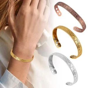 Set Bracciale Magnetico Rame Massiccio Arthriti Uomo Donna Set Bracciale Fiore* - Foto 1 di 13