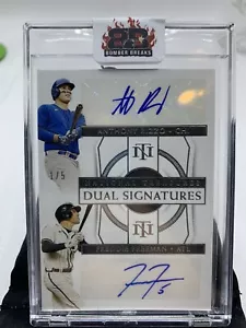 2021 National Treasures Rizzo Freddie Freeman Dual Auto 1/5 Yankees Dodgers A1 - Picture 1 of 4