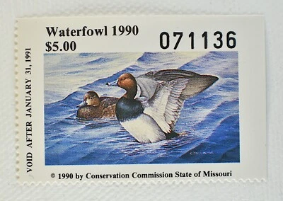 US MISSOURI WATERFOWL #MO12 $5 MNH OG, 1990-91 - Image 1 of 2