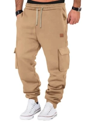 Men's Winter Warm Activewear Cargo Track Pants Fleece Layer Joggers Sweatpants - Image 1 of 3