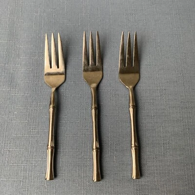 Juego de 3 tenedores de ensalada de bambú Supreme Stainless Japón 6 1/4” usados en excelente estado Foto 1 de 3