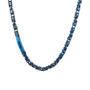 6mm 26'' Sandy Blue Knot Chain Byzantine Necklace Stainless Steel Mens Jewelry - Picture 1 of 3