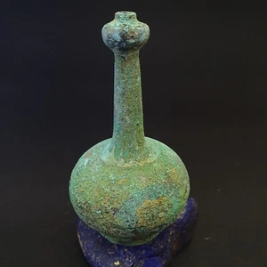 Antique Bronze Medicine or fragrance Jar Bottle Green Rusted Patina - Picture 1 of 6