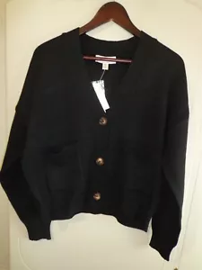 NWT Philosophy Republic Pocket V-Neck Cardigan Black Long Sleeve Button Closure - Picture 1 of 16